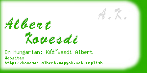 albert kovesdi business card